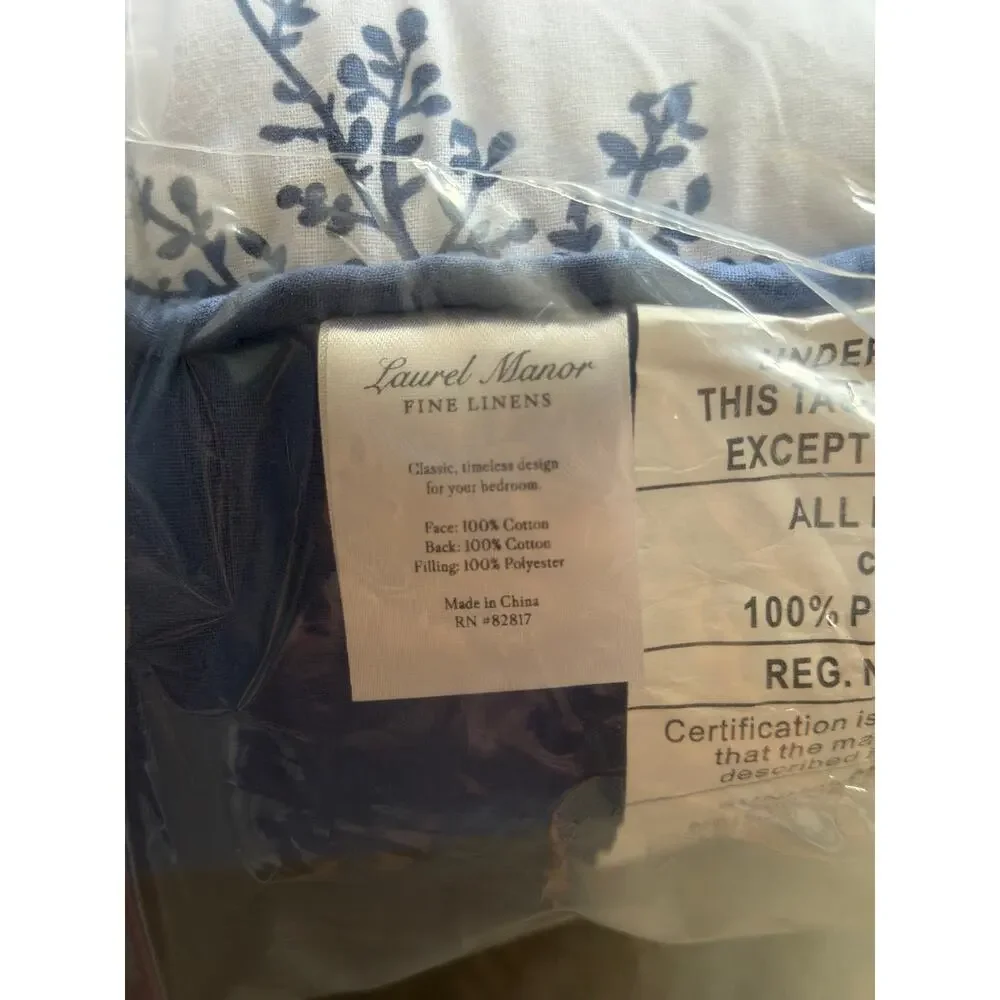 NEW! Laurel Manor Toile Garden Cotton Pillow 12in x 16in